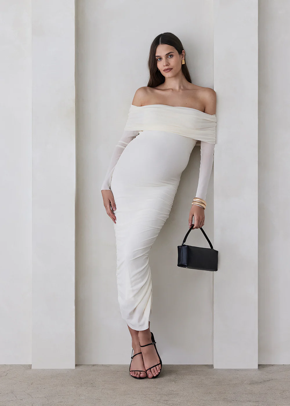 Off The Shoulder Soft Mesh Dress - Image 23