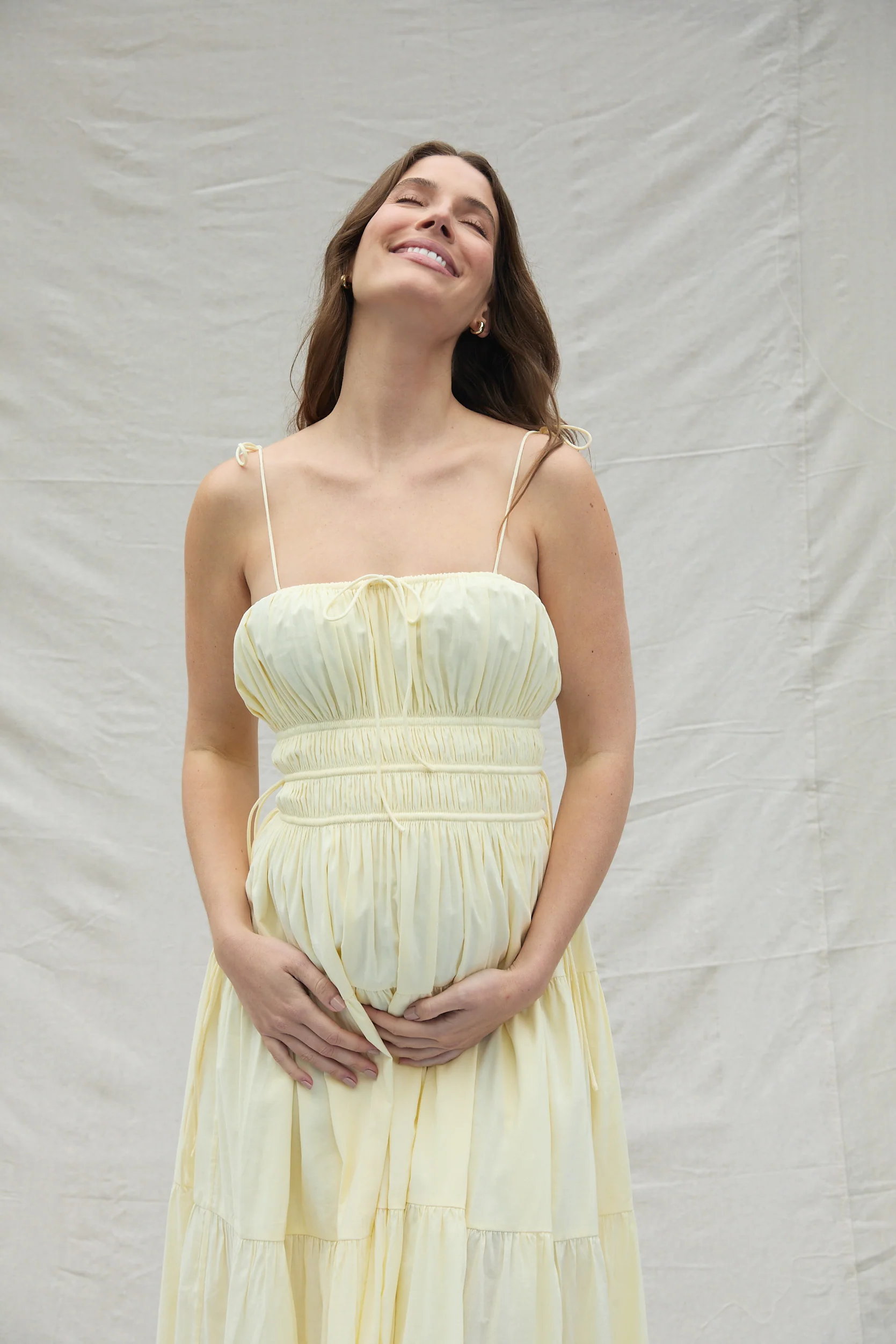 Shirred Midi Poplin Dress - Image 9