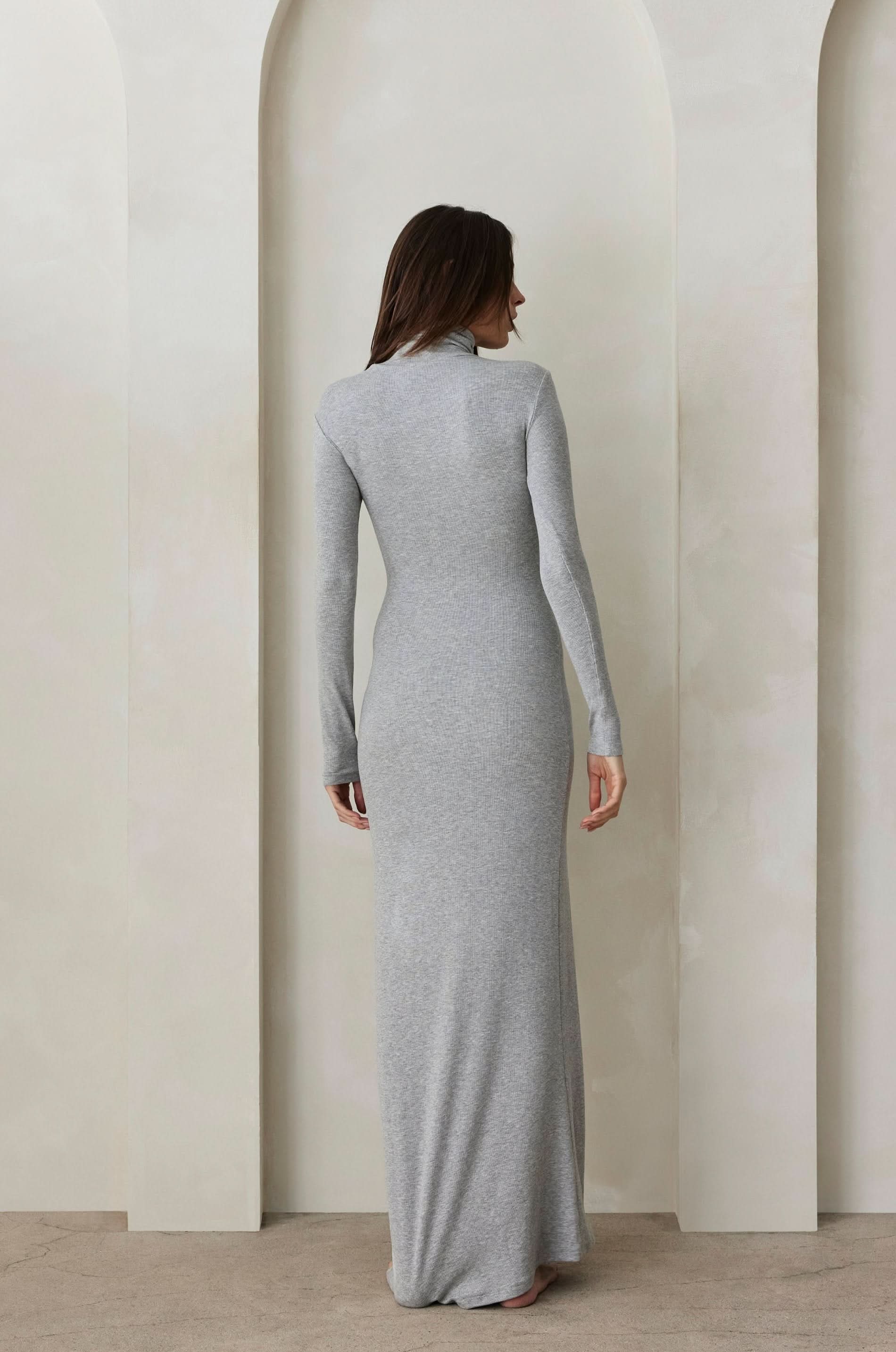 Soft Rib Turtleneck Long Sleeve Maxi Dress - Image 3