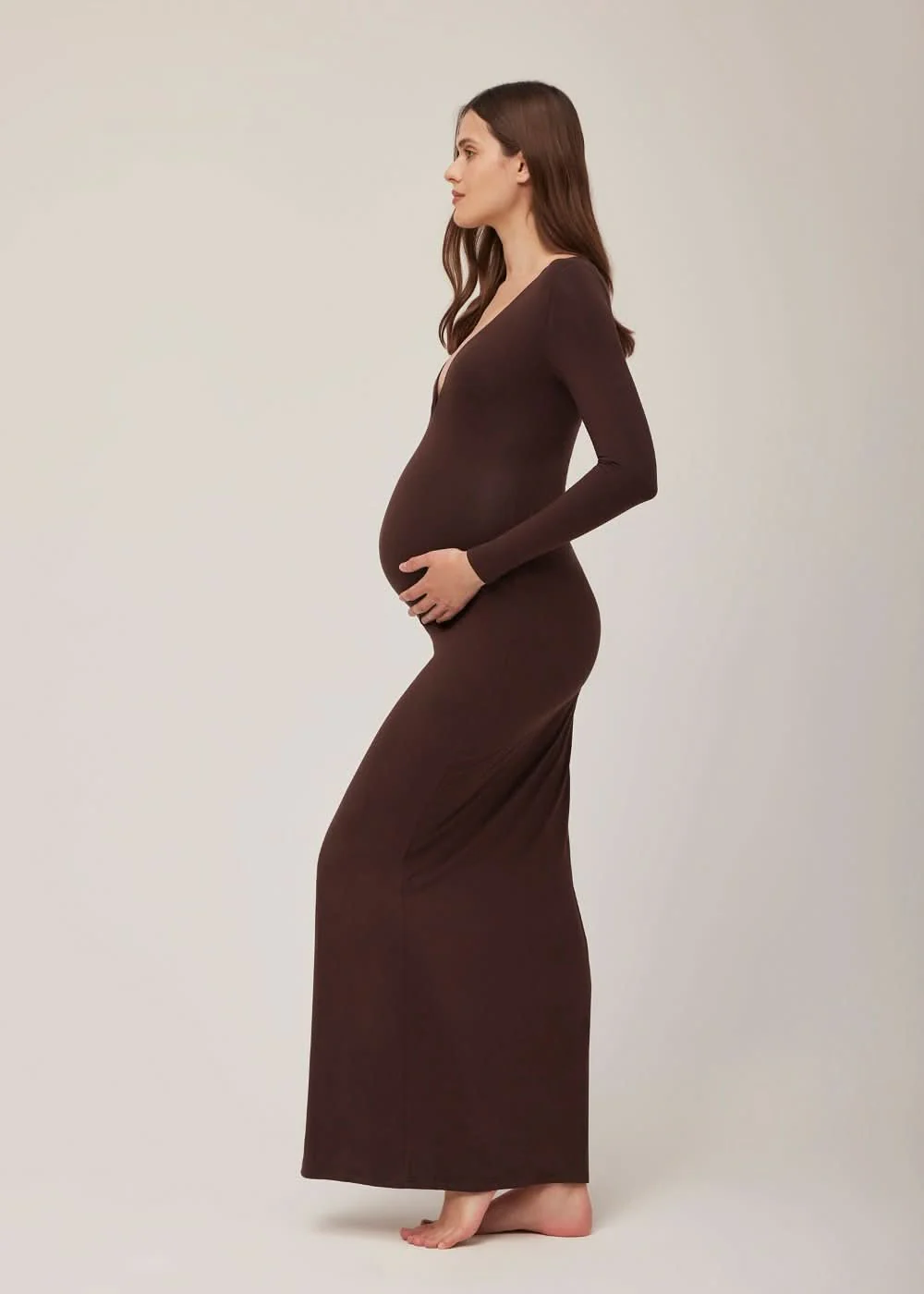The Long Sleeve V Neck Evening Maternity Dress - Image 8