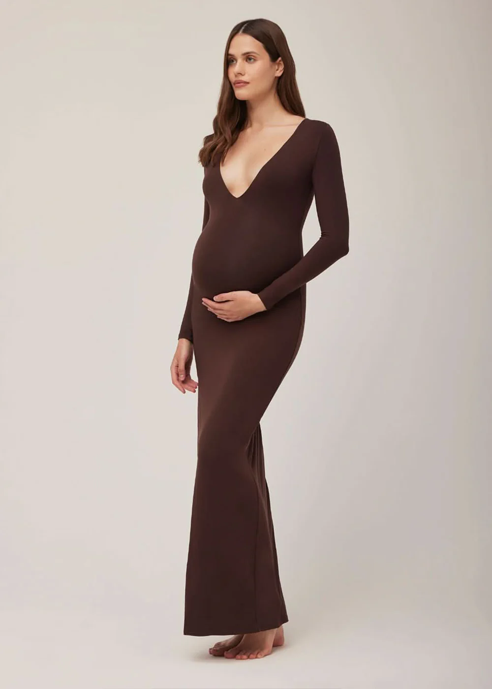 The Long Sleeve V Neck Evening Maternity Dress - Image 9