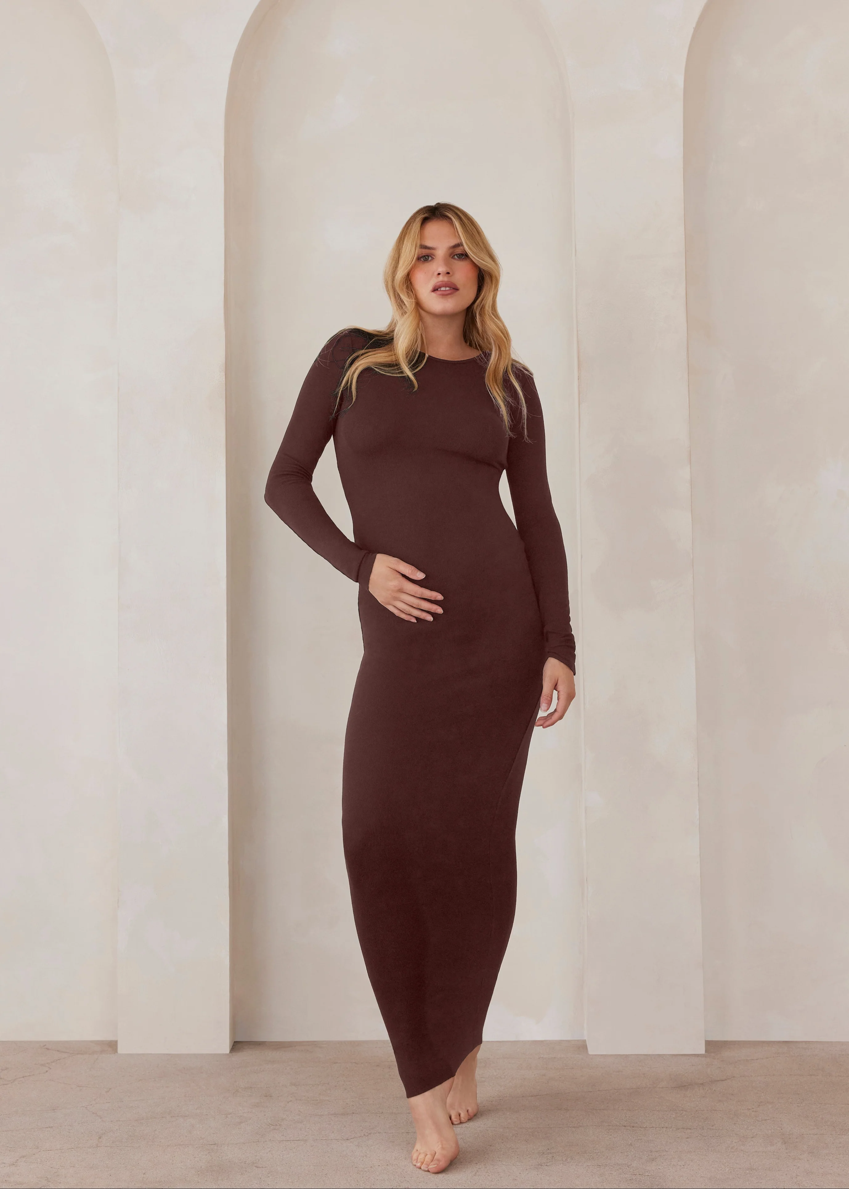 Soft Rib Maxi Long Sleeve Dress - Image 13