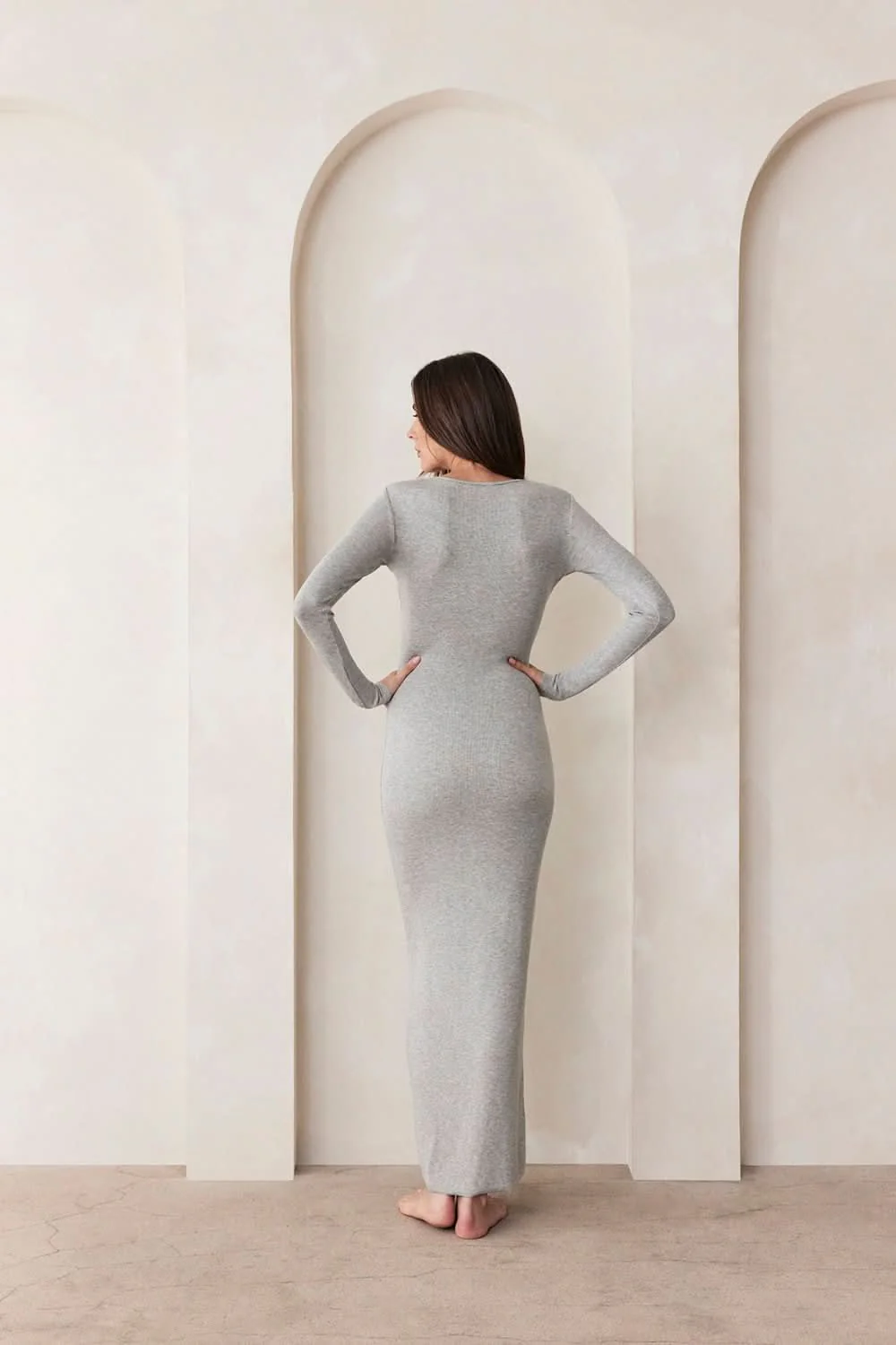 Soft Rib Maxi Long Sleeve Dress - Image 8